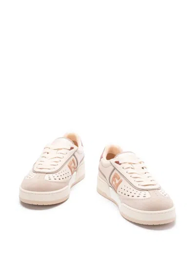 Fendi Modern Contrast Panel Sneakers With Perforated Design In Pink