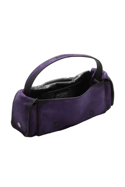 Acne Studios Multipocket Suede Shoulder Bag In Purple
