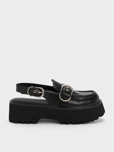Charles & Keith - Eliot Platform Slingback Loafers In Black
