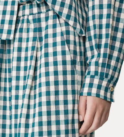 Forte Forte Cotton Gingham Wide Leg Pants In Blue