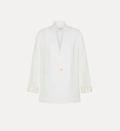 Forte Forte Viscose Cotton Twill Double Breasted Jacket In White