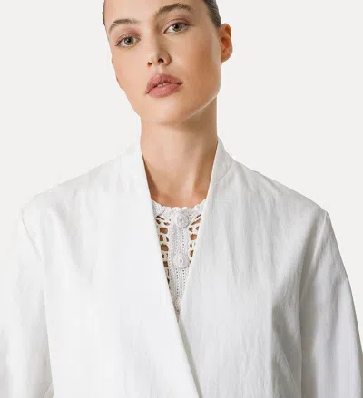 Forte Forte Viscose Cotton Twill Double Breasted Jacket In White