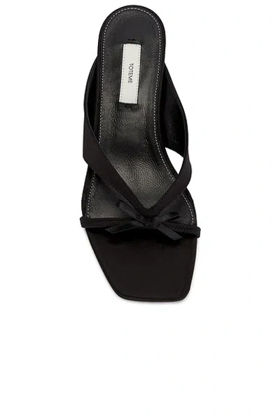 Totême Bow Satin Sandals Black