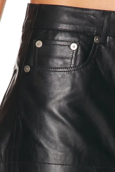 R13 Front Zip Leather Skort In Black