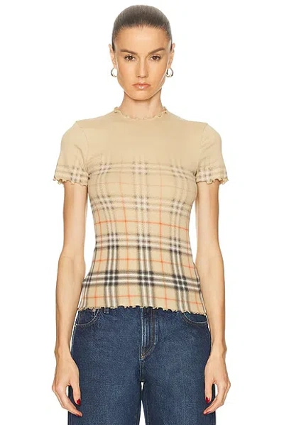 Burberry Womens Sand Ip Check Gradient-check Stretch-cotton Top In Neutral