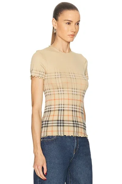 Burberry Womens Sand Ip Check Gradient-check Stretch-cotton Top In Neutral