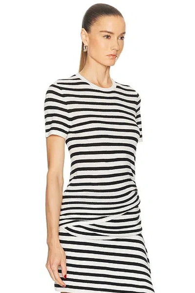 Christopher Esber Stripe Knit Ruched Orbit Tee In Multi