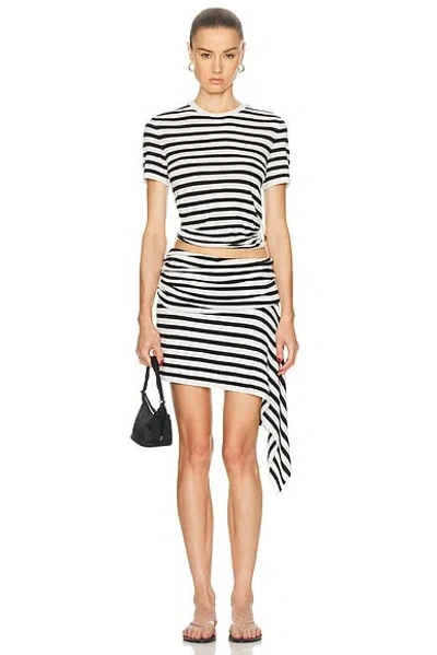 Christopher Esber Stripe Knit Ruched Orbit Tee In Multi