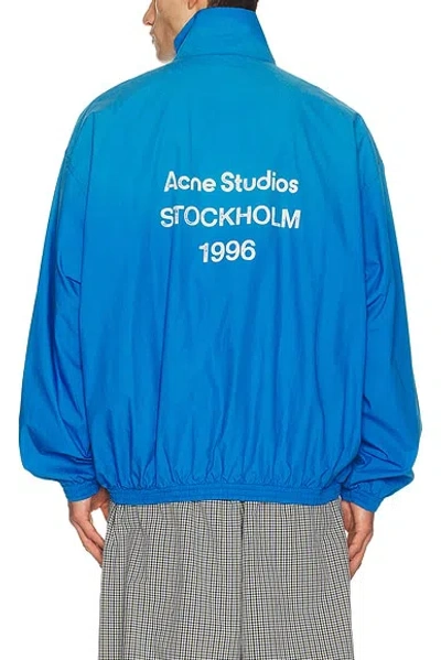 Acne Studios Olando Logo-print Cotton-poplin Jacket In Blue