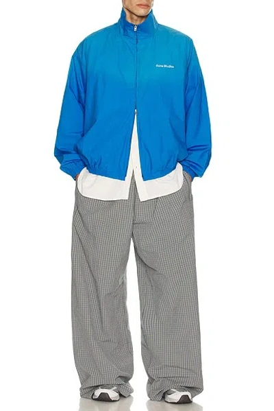 Acne Studios Olando Logo-print Cotton-poplin Jacket In Blue