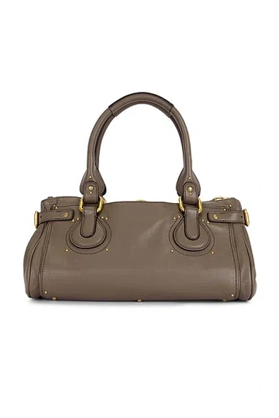 Chloé Chloe Paddington Medium Grained Leather Shoulder Bag In Gray
