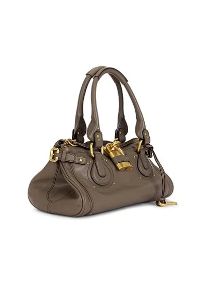 Chloé Chloe Paddington Medium Grained Leather Shoulder Bag In Gray