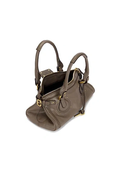 Chloé Chloe Paddington Medium Grained Leather Shoulder Bag In Gray