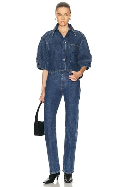 Givenchy Cropped Cocoon Shirt In Medium Denim Clothing In Blue