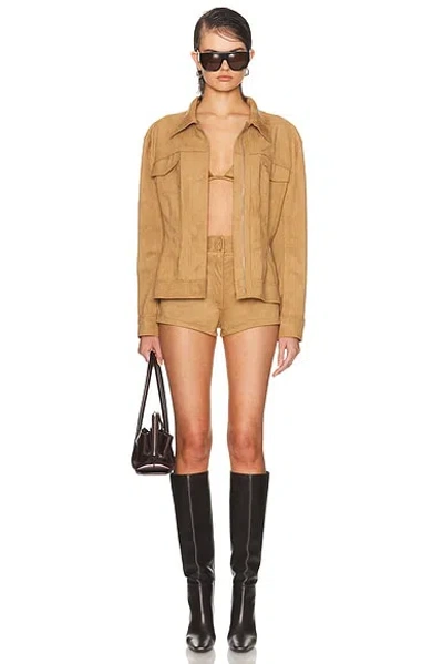 Norma Kamali High Waist Short In Brown