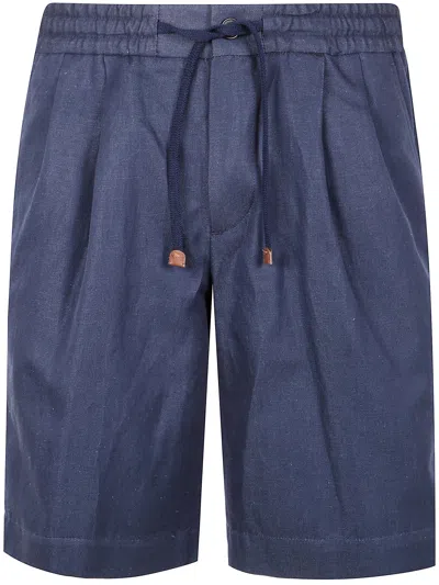 Incotex Regular Fit Pleated Front Shorts In Blue