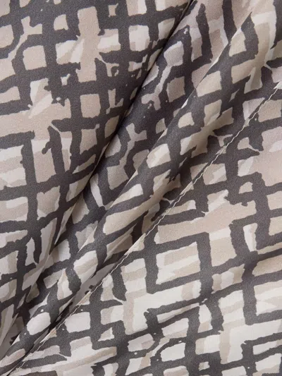 Brunello Cucinelli Geometric-print Silk Trousers In Gray