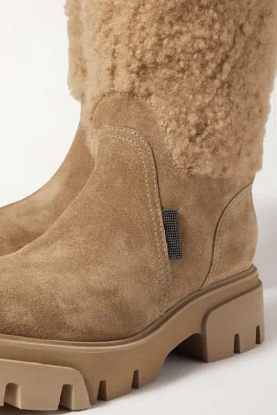 Brunello Cucinelli Round-head Short Boots In Brown