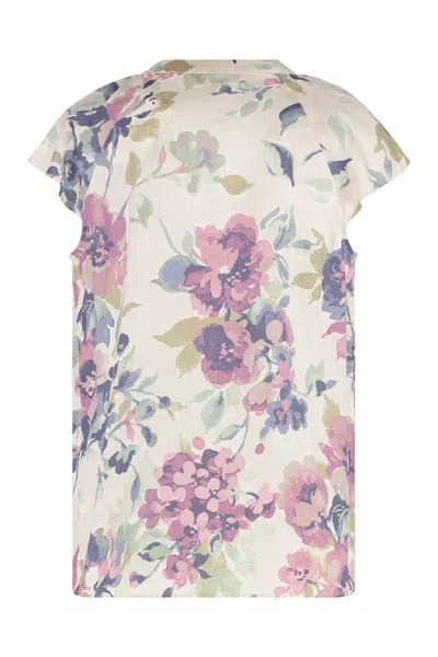 Ralph Lauren Floral Ruffle Blouse In Multi