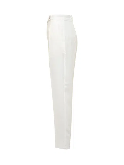 Max Mara White Straight Flat Front Pants In White