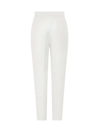 Max Mara White Straight Flat Front Pants In White