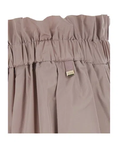 Herno Women Pink Skirt With Logo Plaque On The Side And Elastic Waist In Tech Fabric Woman In Nude