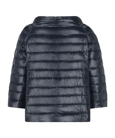 Herno Double-sided Button Quilted Down Jacket In Blue