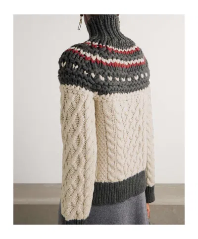 Brunello Cucinelli Cable-knit Cashmere Turtleneck Sweater In Brown