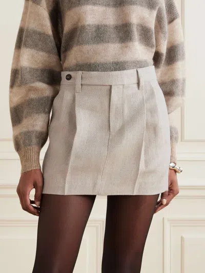 Brunello Cucinelli Belt-loop Skirt In Neutral