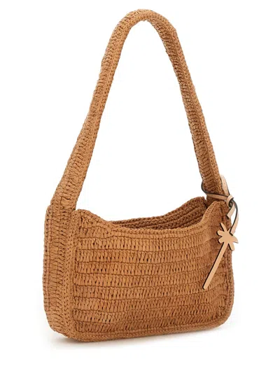Manebi Raffia Shoulder Bag In Brown