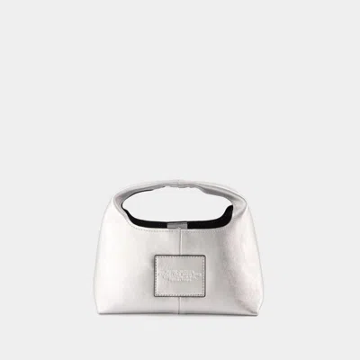 Marc Jacobs The Mini Leather Sack Bag In Silver