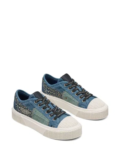 Marc Jacobs The Patchwork Denim Low-top Sneakers In Blue