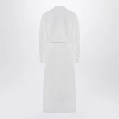 Max Mara Waist Belted French Cuffs Long Sleeve Midi Dress In White