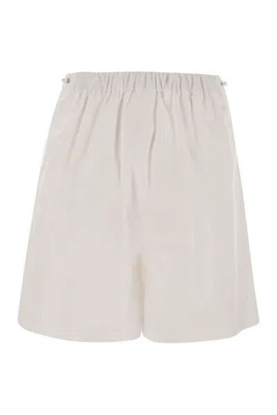Max Mara Waistband Drawstring Eyelets Pockets Shorts In White