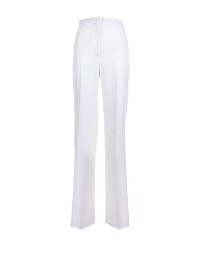 Max Mara Studio Wool Satin Trousers In White