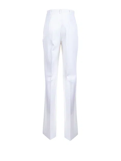 Max Mara Studio Wool Satin Trousers In White
