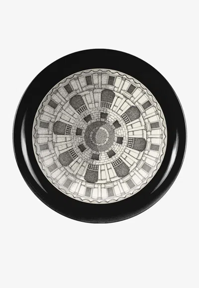 Fornasetti Cortile N.1 Circular Tray In Black