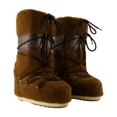Moon Boot Icon Fleece Boots In Brown