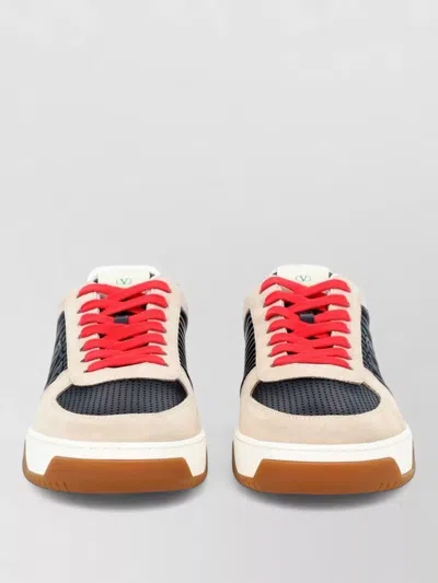 Valentino Garavani Sneakers Contrasting Panels Perforated Detailing Rubber Sole In Multi