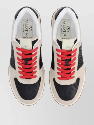 Valentino Garavani Sneakers Contrasting Panels Perforated Detailing Rubber Sole In Multi