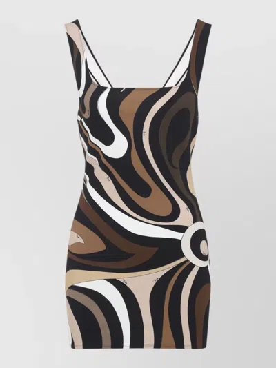 Pucci Mini Dress Fitted Silhouette Abstract Pattern In Multi
