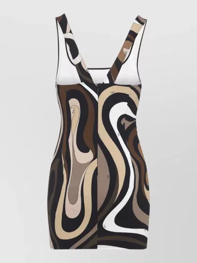 Pucci Mini Dress Fitted Silhouette Abstract Pattern In Multi