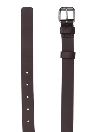 Aspesi Leather Belt Adjustable Length Multiple Holes In Brown
