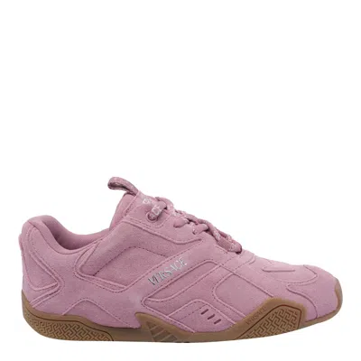 Versace Galaxia Suede Lace-up Trainers In Pink