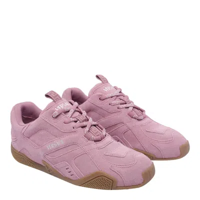 Versace Galaxia Suede Lace-up Trainers In Pink