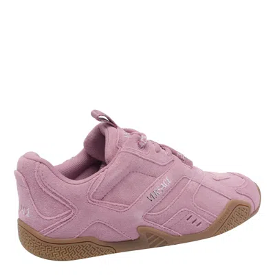 Versace Galaxia Suede Lace-up Trainers In Pink
