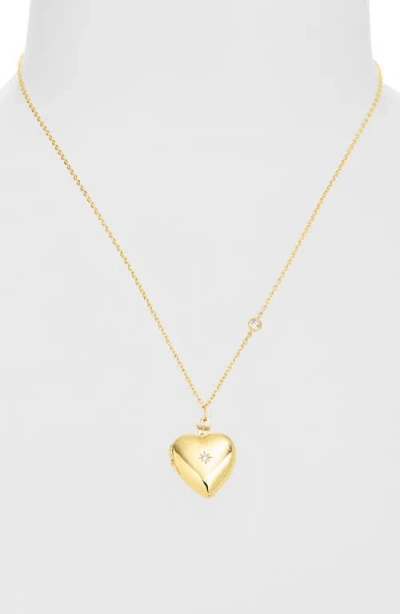 Leith Cubic Zirconia Stud Earrings & Heart Locket Set In Gold