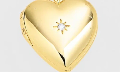 Leith Cubic Zirconia Stud Earrings & Heart Locket Set In Gold