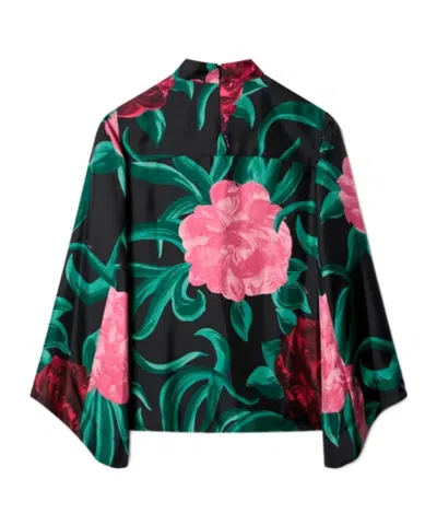 La Doublej Make An Exit Floral-print Silk-twill Blouse In Multi