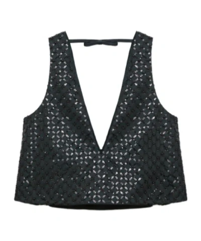 Dorothee Schumacher Sequin Embellished Crop Top In Duchesse In Brown